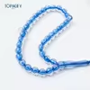 مسبحة أكريليك من 33 خرزة شفافة 8×8 مم بشرابة خيط – A2-33E4-4 — L32 BLUE — أزرق شفاف مع شرابة بيضاء كما في صور المجموعة
