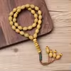 مسبحة أكريليك 33 حبة مخططة بمظهر خشبي — B4-33B-3 — أصفر بنقوش مخططة — Yellow