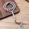مسبحة أكريليك 33 حبة مخططة بمظهر خشبي — B4-33B-3 — فضي اللون بنقوش مخططة — Silver