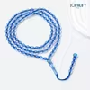 مسبحة أكريليك من 99 خرزة بيضاوية شفافة 8×10 مم – B3-99C2-4 — L32 BLUE — أزرق شفاف مع خيط أزرق