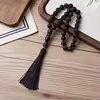 مسبحة أكريليك من 33 خرزة بنقوش حلزونية 10×10 مم – A53-33E4-3 — Black — أسود منقوش مع شرابة داكنة
