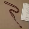 مسبحة أكريليك 99 حبة كروية بنقش مستوحى من الخشب — A57-99C13-3 — Coffee-1