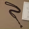 مسبحة أكريليك 99 حبة كروية بنقش مستوحى من الخشب — A57-99C13-3 — Black