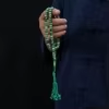 مسبحة أكريليك من 99 خرزة مسطحة 7×9 مم بشرابة خيط – F1-99E1-2 — Green — أخضر مع شرابة خضراء