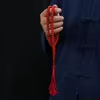 مسبحة أكريليك من 99 خرزة مسطحة 7×9 مم بشرابة خيط – F1-99E1-2 — Red-1 — أحمر مع شرابة حمراء