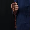 مسبحة أكريليك من 99 خرزة مسطحة 7×9 مم بشرابة خيط – F1-99E1-2 — Red-2 — أحمر مائل إلى البني مع شرابة داكنة