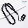 مسبحة أكريليك 33 حبة بيضاوية بنهاية خرزية — J11-33C6 — Black