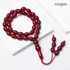 مسبحة أكريليك 33 حبة بيضاوية بنهاية خرزية — J11-33C6 — Red-1