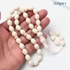 مسبحة أكريليك 33 حبة بيضاوية بنهاية خرزية — J11-33C6 — White