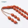 مسبحة أكريليك 33 حبة بيضاوية بنهاية خرزية — J11-33C6 — Orange