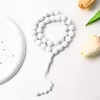 مسبحة أكريليك 33 حبة مستديرة بنهاية خرزية — A4-33C-2 — White
