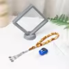 طقم مسبحة أكريليك 33 حبة مع عدّاد ذكر رقمي — Y1-F3-33G-2 — خرز أصفر بمظهر كهرماني مع عدّاد أزرق — Yellow