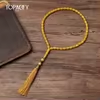 مسبحة أكريليك صفراء بخيارات 33 و45 و99 حبة — E1-45GE9+2 — شرابة ذهبية اللون — Gold-1
