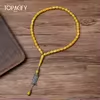 مسبحة أكريليك صفراء بخيارات 33 و45 و99 حبة — E1-45GE9+2 — نهاية سلاسل فضية اللون — Gold-2
