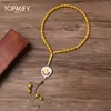 مسبحة أكريليك صفراء بخيارات 33 و45 و99 حبة — E1-45GE9+2 — قرص دائري وسلاسل بتعليقات — Gold-5