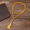 مسبحة أكريليك صفراء بخيارات 33 و45 و99 حبة — E1-45GE9+2 — حبات أكثر وشرابة صفراء — Gold-6