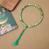مسبحة أكريليك من 33 خرزة بيضاوية 10×13 مم بشرابة خيط – E3-33E1-2 — Green — أخضر منقوش مع شرابة خضراء