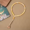 مسبحة أكريليك من 33 خرزة بيضاوية 10×13 مم بشرابة خيط – E3-33E1-2 — Yellow — أصفر فاتح منقوش مع شرابة فاتحة