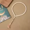 مسبحة أكريليك من 33 خرزة بيضاوية 10×13 مم بشرابة خيط – E3-33E1-2 — White-2 — عاجي فاتح مع شرابة فاتحة