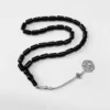 مسبحة أكريليك 33 حبة ممدودة مع سلسلة وتعليقة دائرية — C1-33G8H — أسود — E7-33G6-L1 black