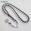 مسبحة راتنج شفافة بمسارات لونية وسلسلة دائرية مزخرفة — SA3-45G1-C — شفاف مع مسار أسود — SA3-45G1-C1