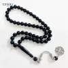 مسبحة راتنج بألوان متنوعة وسلسلة وتعليقة دائرية — SA3-45G1-D — داكن مائل إلى الأسود — SA3-51G1-D15