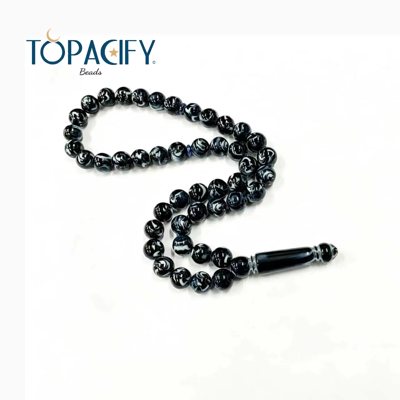 مسبحة راتنج/أكريليك منقوشة 10×10 مم – SA3-45-A — صورة تفصيلية 1