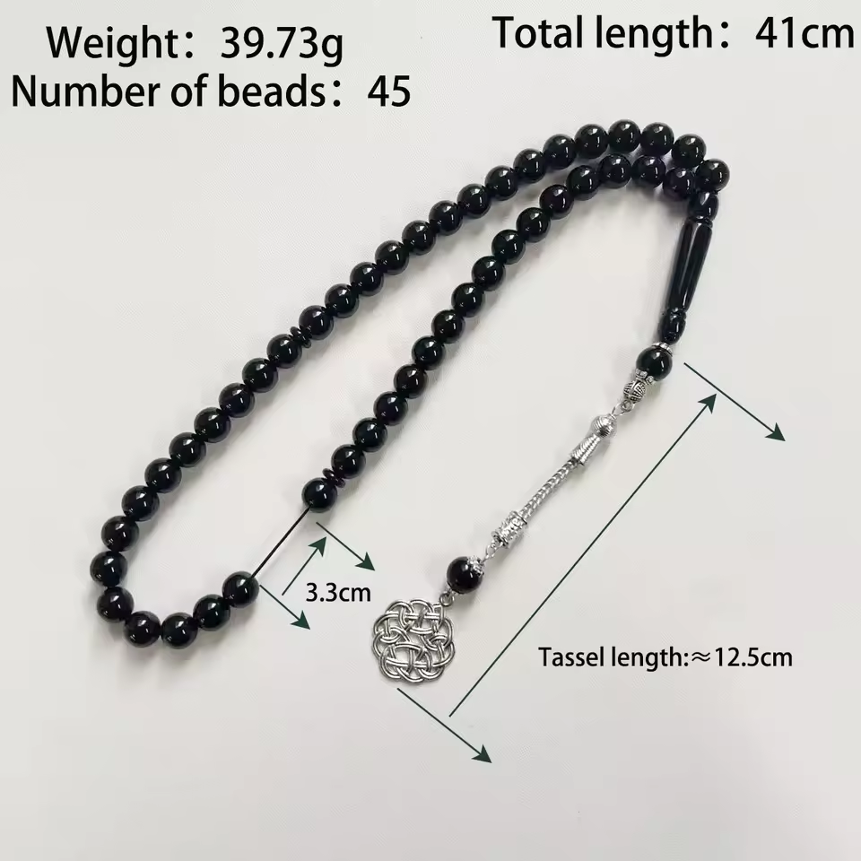 مسبحة راتنج وأكريليك 45 حبة بسلسلة مزخرفة — SA4-45G1 — صورة المنتج 6
