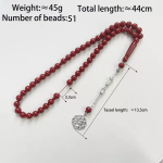 مسبحة راتنج أكريليك 51 حبة بنقوش وتعليقة دائرية — SA3-51G1-Y — صورة المنتج 6