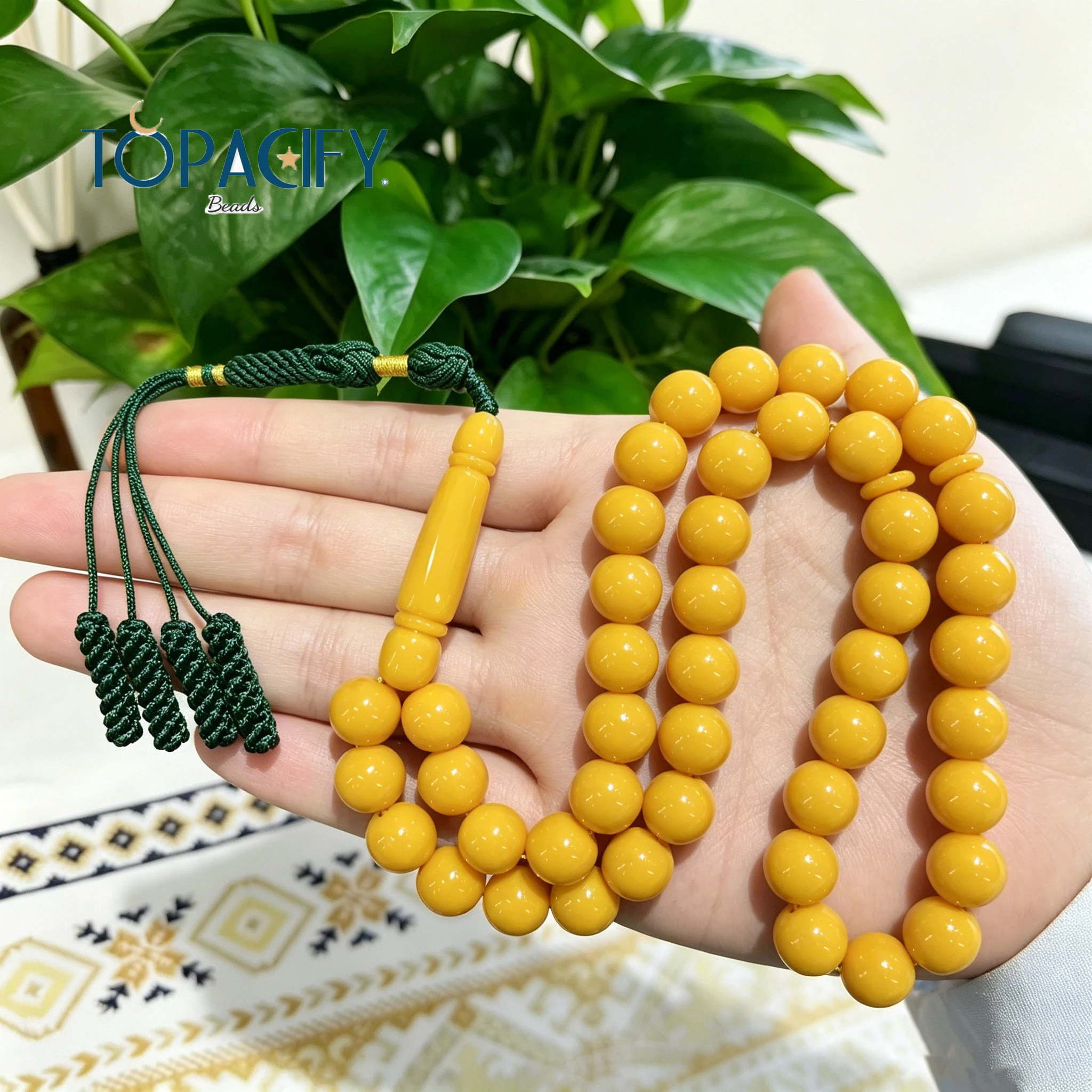 مسبحة راتنج 45 حبة 10 مم بنهاية منسوجة — SA3-45G1-E15-1 — صورة تفصيلية 5