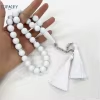 مسبحة راتنج 13 مم بخيارات سلسلة أو شرابتين — SA5-33-2 — أبيض مع شرابتين بيضاوين — SA5-33GE10-A2