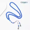مسبحة بخيارات متعددة وسلاسل طرفية فضية اللون – H42-45F-2-1 — A2-99G18-2 — أزرق شفاف مع سلاسل وزخارف طرفية فضية اللون