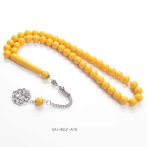 مسبحة باكليت صناعي من 45 خرزة 10×10 مم بتعليقة فضية اللون – SA3-45G1 — صورة المنتج 1